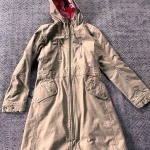 Roxy Kids Tan Raincoat with Red Lining